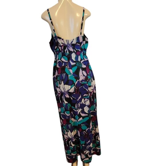 Elle Women's Blue Floral Polyester Scoop Neck Sleeveless Long Maxi - Picture 7 of 16